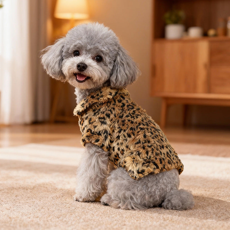 Leopard Luxe Jacket - Plush Leopard Print Dog Jacket Main image